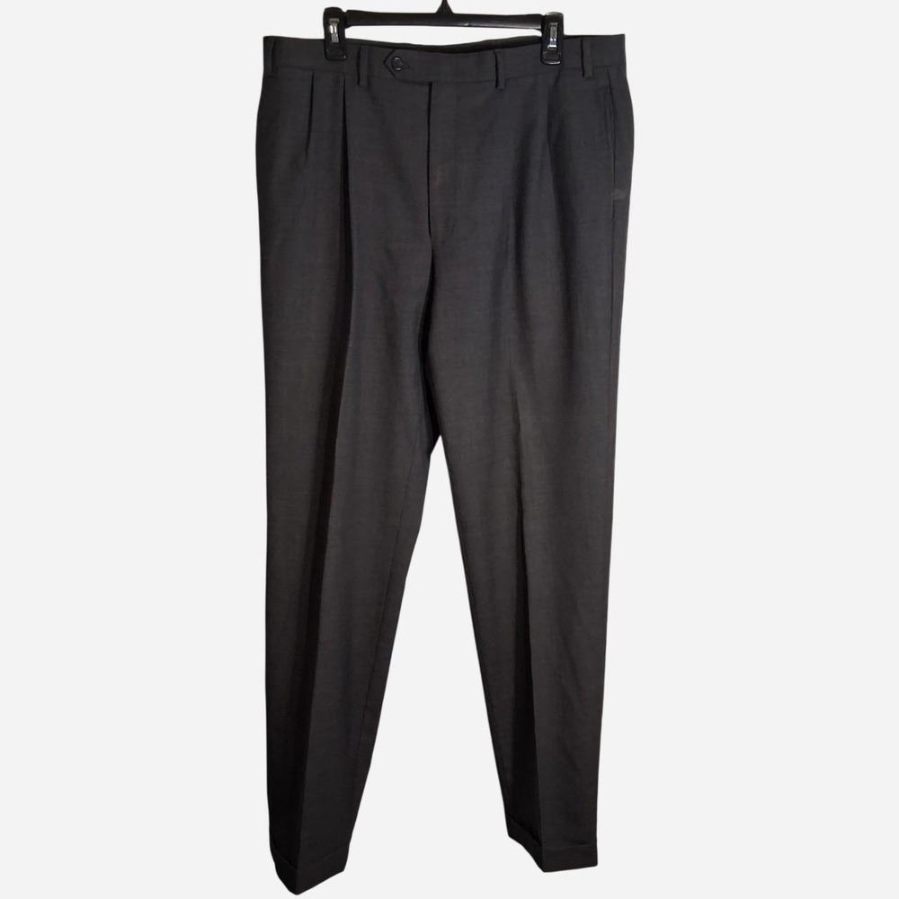 Mens Ralph Lauren gray 100% wool pants Total Comfort Cuffed pant leg
